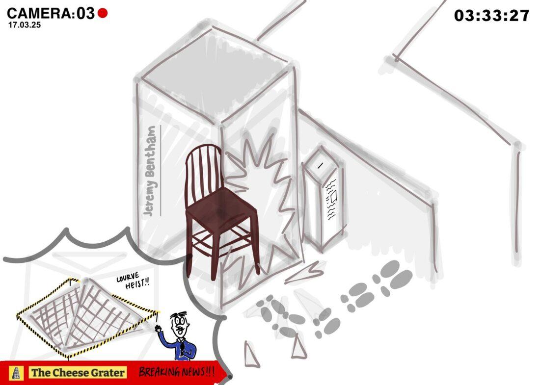 Jeremy Bentham missing from glass box as Louvre jewels stolen two days later